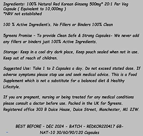 High Strength Red Korean Ginseng Capsules 10,000mg