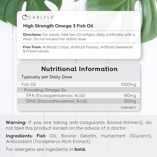 High Strength Omega 3 Fish Oil Capsules 1000mg
