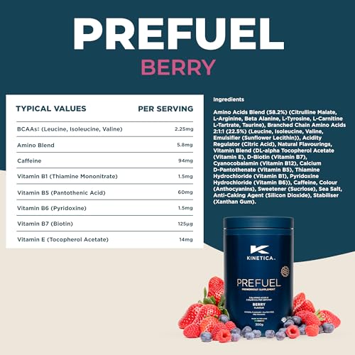 Kinetica Prefuel Pre-Workout Supplement, Berry Flavor