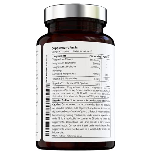 Triple Action Magnesium Citrate, Glycinate, Taurate + B6