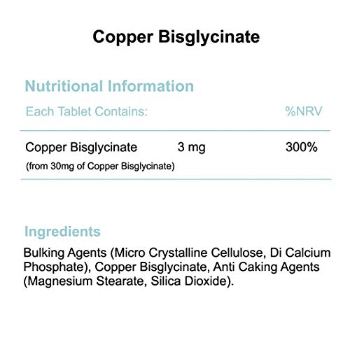 Copper Bisglycinate 3mg - 120 Tablets by Phoenix Nutrition