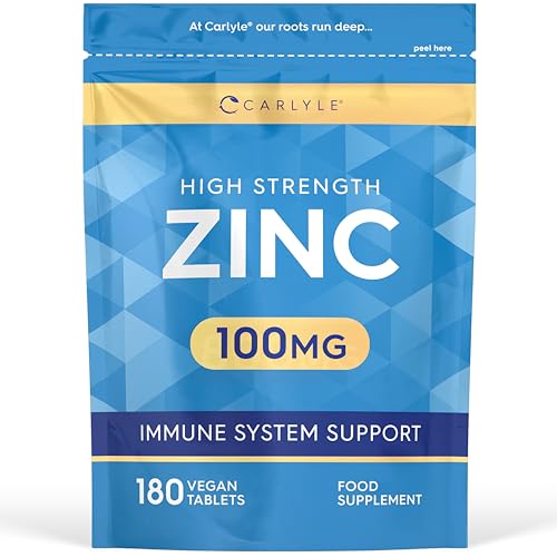 High Strength 100mg Zinc Supplements, 180 Tablets