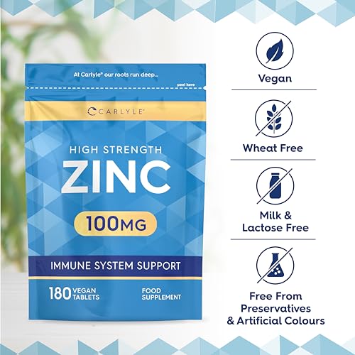 High Strength 100mg Zinc Supplements, 180 Tablets