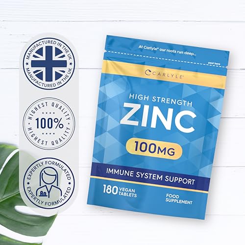 High Strength 100mg Zinc Supplements, 180 Tablets