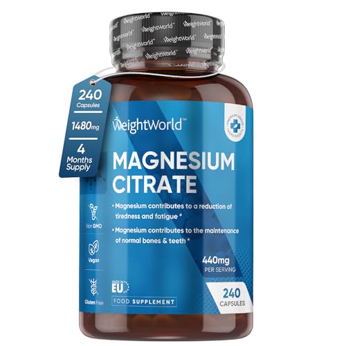Magnesium Citrate - 240 Vegan Capsules - 1480mg