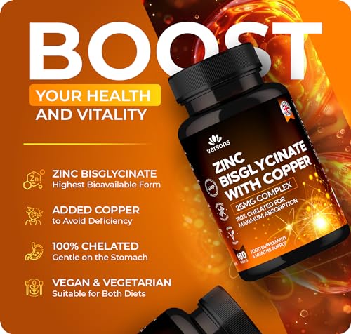 Zinc Bisglycinate 25mg with Copper for Immunity