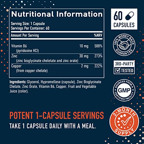 Zinc 30mg & Copper Supplement for Immune Support