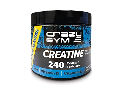 Crazy GYM Creatine Tablets with Vitamins, 240 Count
