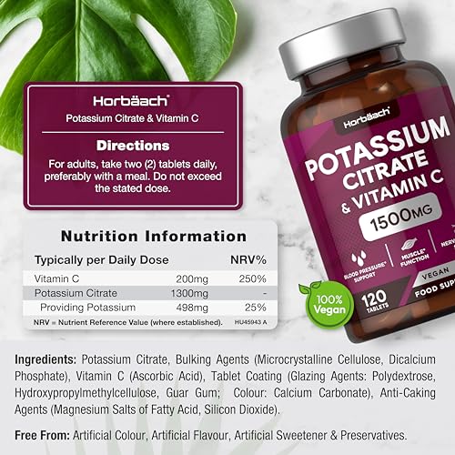 Potassium Citrate 1500mg with Vitamin C - 120 Tablets