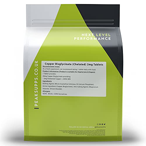 Copper Bisglycinate 2mg - 180 Tablets for Immunity