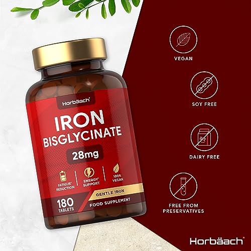 Iron Bisglycinate Tablets | 180 Count | Vegan Support