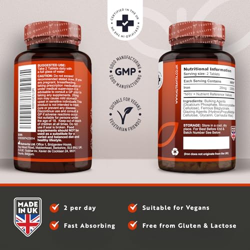 Vegan Iron Tablets 28mg - 180 Count