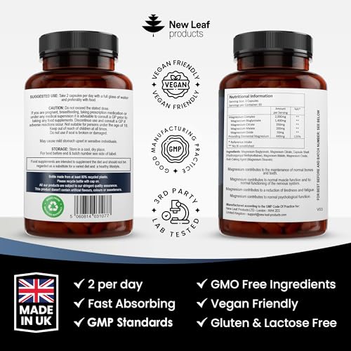 High Strength Magnesium Glycinate Complex 2000mg 120 Capsules