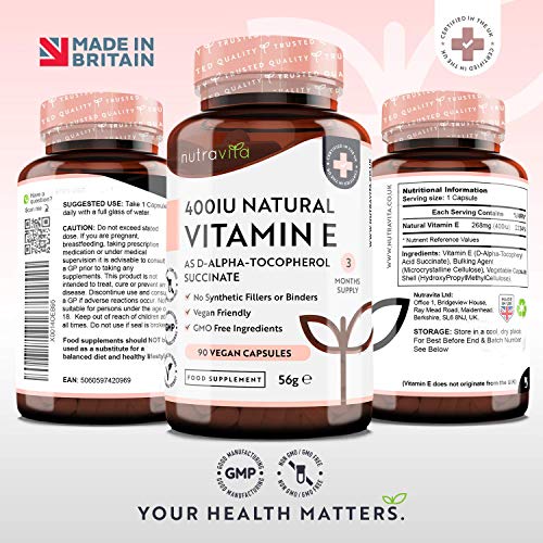 Natural Vitamin E 400IU - 90 Vegan Capsules