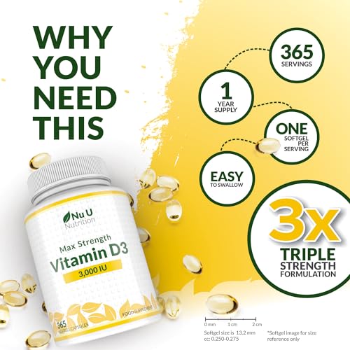 Vitamin D3 3000IU Softgel Capsules - 365 Count