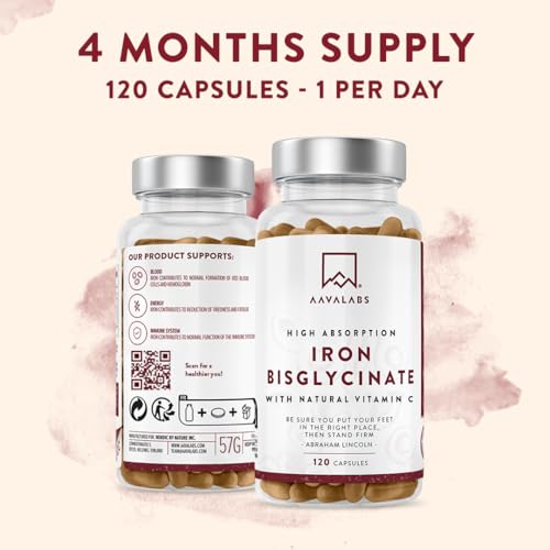 Natural Iron and Vitamin C Supplement - 120 Capsules