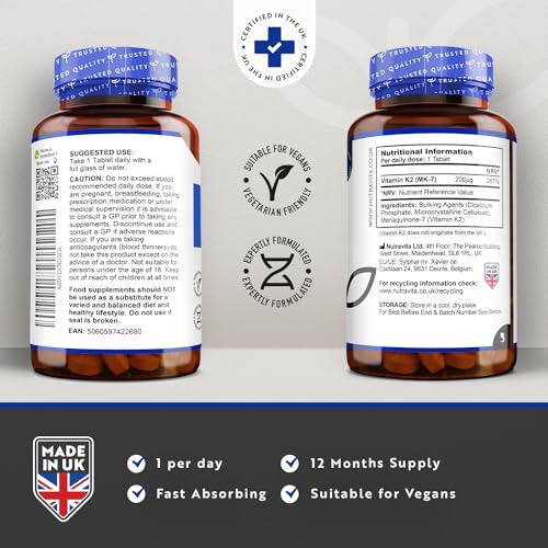 Vegan Vitamin K2 MK-7 200mcg - 365 Tablets