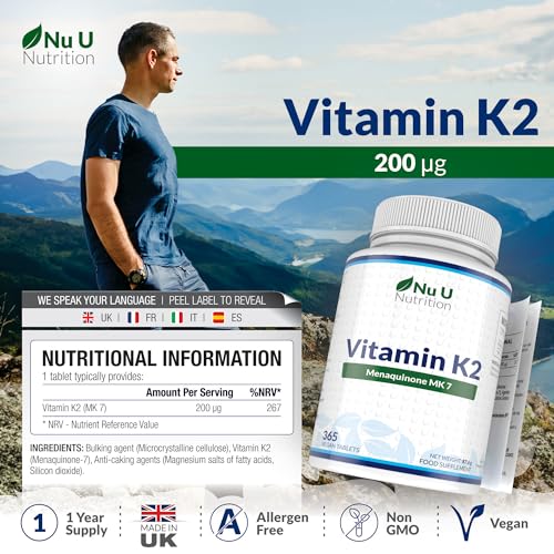 Vitamin K2 MK7 200mcg - 365 Vegan Tablets