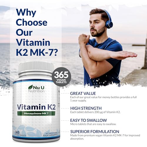 Vitamin K2 MK7 200mcg - 365 Vegan Tablets