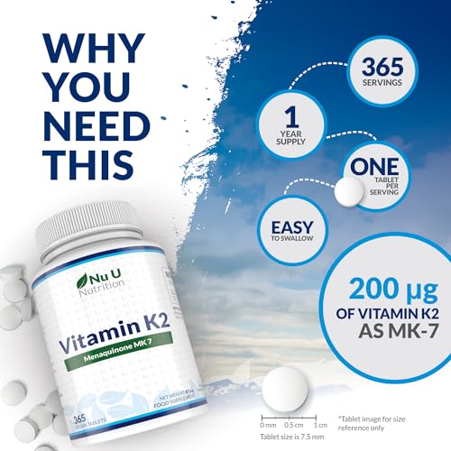 Vitamin K2 MK7 200mcg - 365 Vegan Tablets