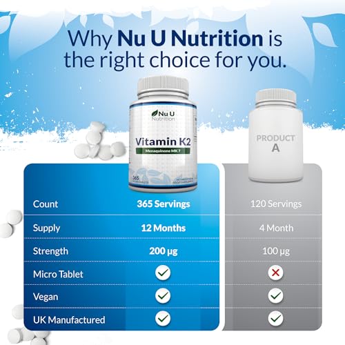 Vitamin K2 MK7 200mcg - 365 Vegan Tablets