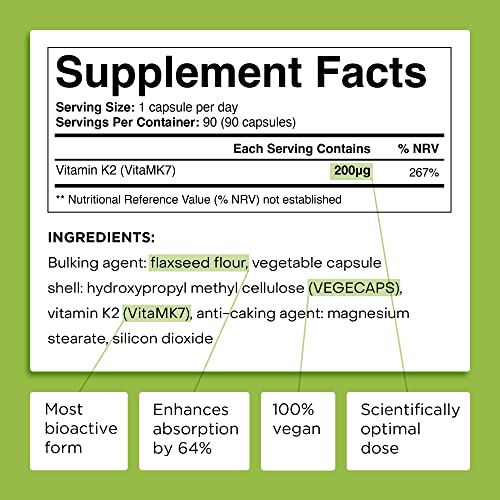 Vitamin K2 MK7 200mcg - Heart & Bone Support