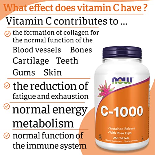 Now Foods Vegan Vitamin C 1000mg, 250 Tablets