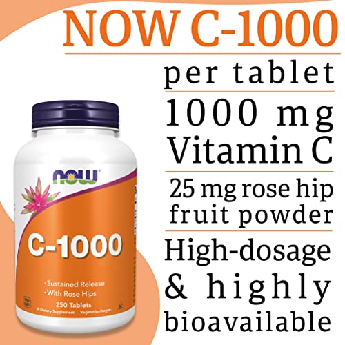 Now Foods Vegan Vitamin C 1000mg, 250 Tablets