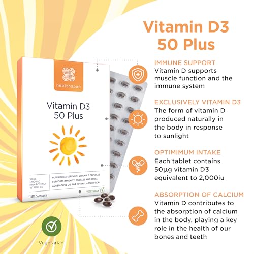 Healthspan Vitamin D3 50+ | 180 Super Strength Capsules
