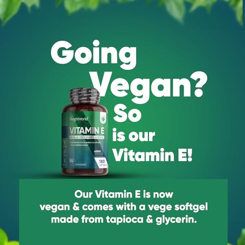 Vitamin E Capsules 400IU - 180 Vegan Softgels