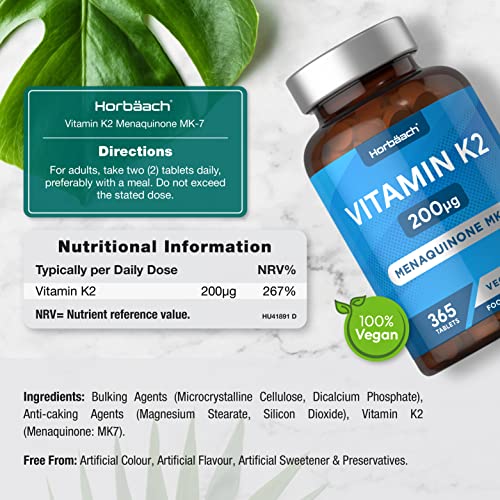 Vitamin K2 MK7 200µg | 365 Vegan Tablets