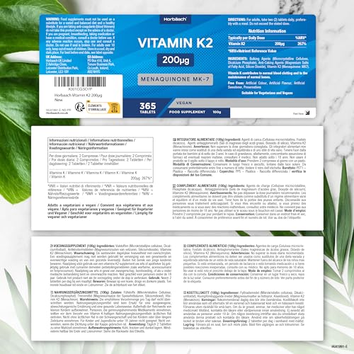 Vitamin K2 MK7 200µg | 365 Vegan Tablets