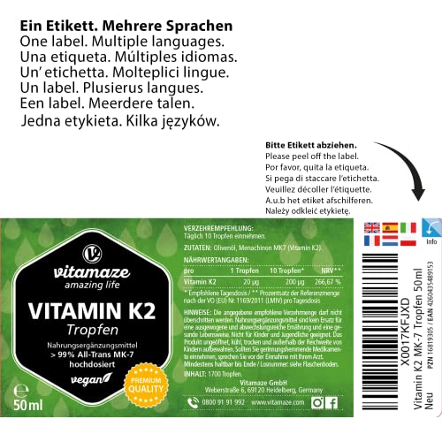 High Strength Vegan Vitamin K2 Drops, 200 mcg