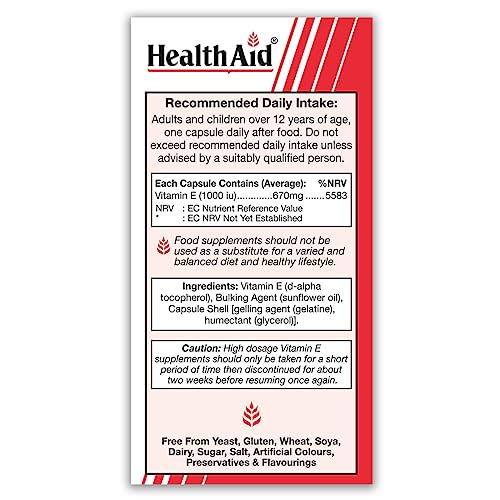 HealthAid Vitamin E 1000iu - 60 Capsules Bottle