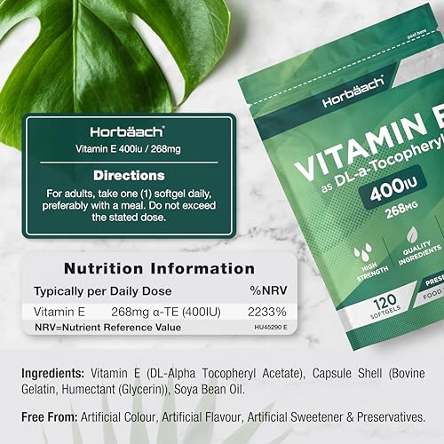 High Strength Vitamin E Capsules 400iu - 120 Count