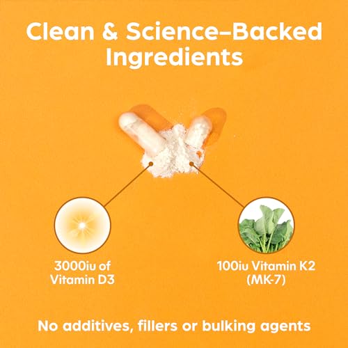 High Strength Vitamin D3 & K2 Supplement Capsules