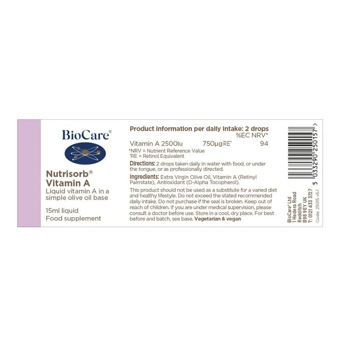 BioCare Nutrisorb Vitamin A for Immunity & Skin