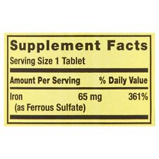 Spring Valley Iron Tablets, 65 mg, 2 Pack