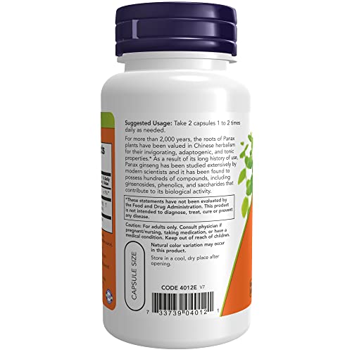 NOW Panax Ginseng 500 mg, 100 Veg Capsules