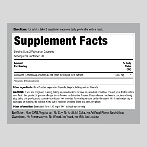 Echinacea Extract Capsules 1300mg - 180 Count