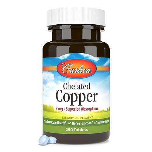 Carlson Chelated Copper 5 mg for Health Support