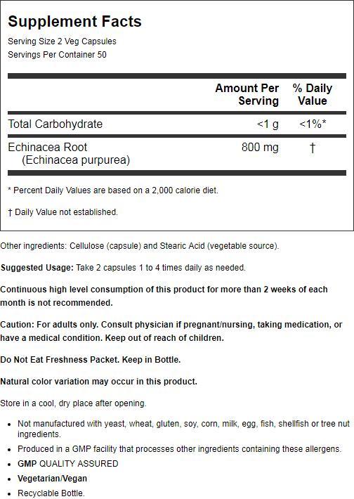 NOW Foods Echinacea 400 mg - 100 Veg Caps