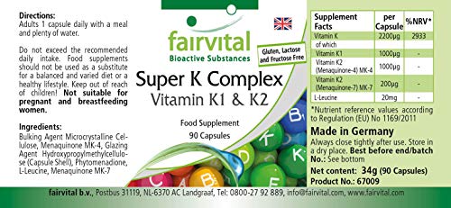 Fairvital Super K Vitamin K1 & K2 Complex 90 Caps