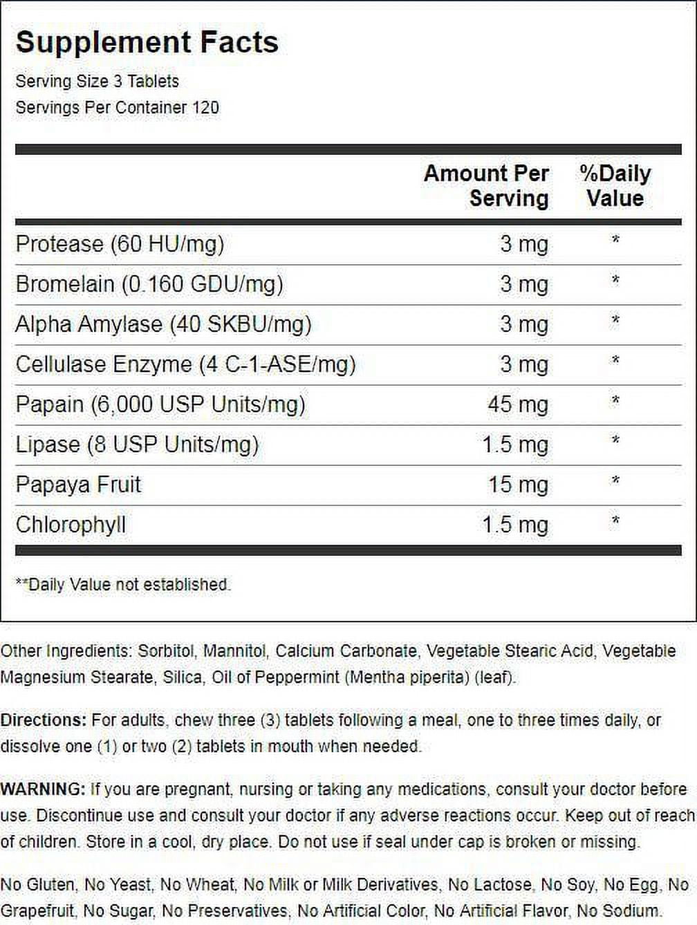 Super Papaya Enzyme Plus Chewable Tablets - 360 Count