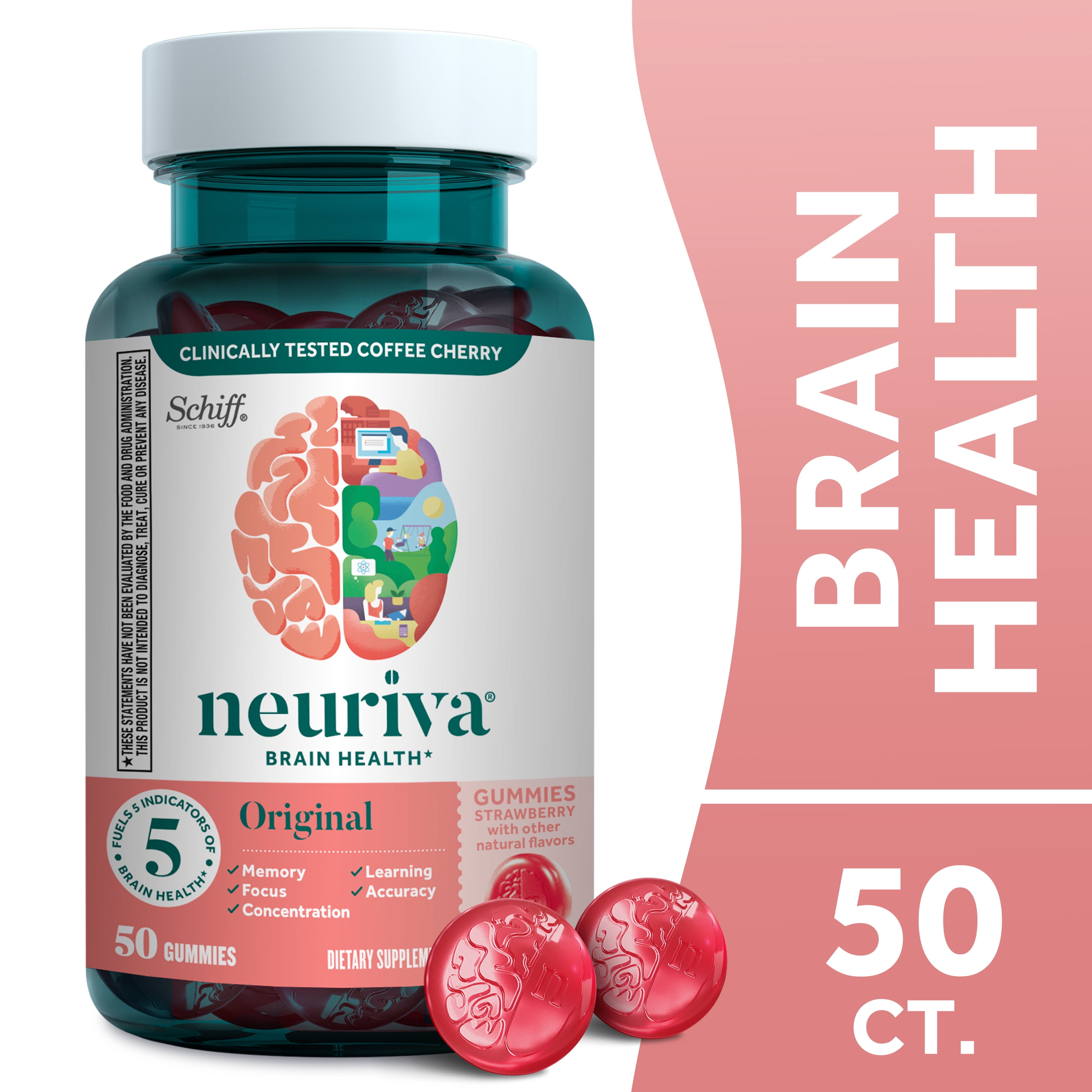 Neuriva Brain Health Strawberry Gummies - 50 Count