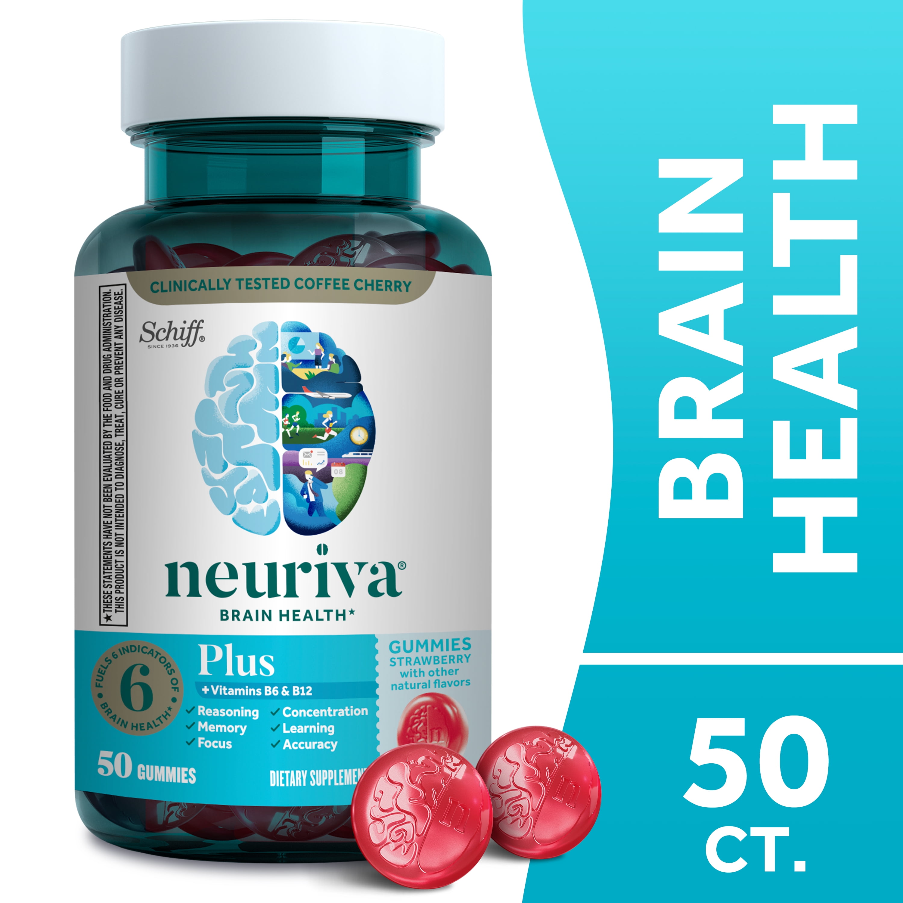 Neuriva Plus Brain Support Strawberry Gummies - 50 Count