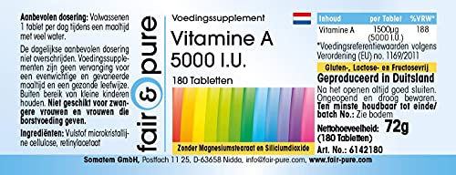 Vegan Vitamin A 5000 I.E. - 180 Tablets