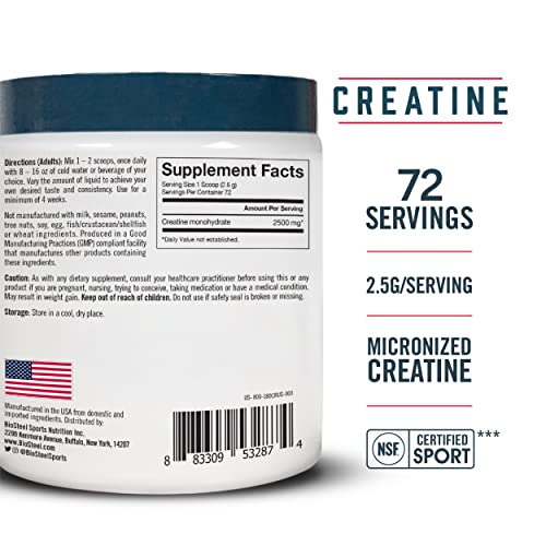 BioSteel Creatine Monohydrate Powder, Unflavoured, 72 Servings