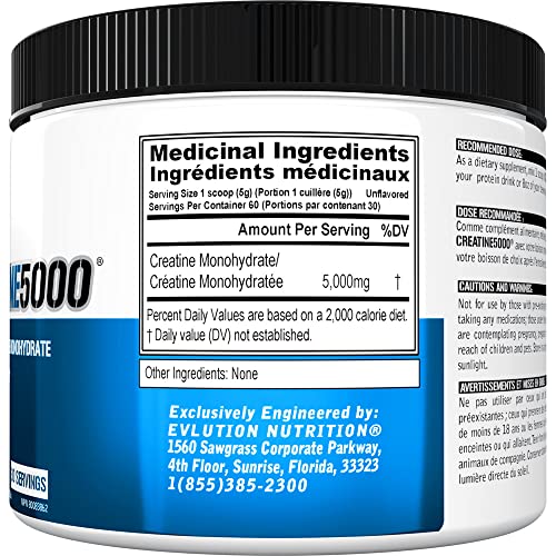 Evlution Nutrition Creatine5000 Unflavored Powder 30 Servings