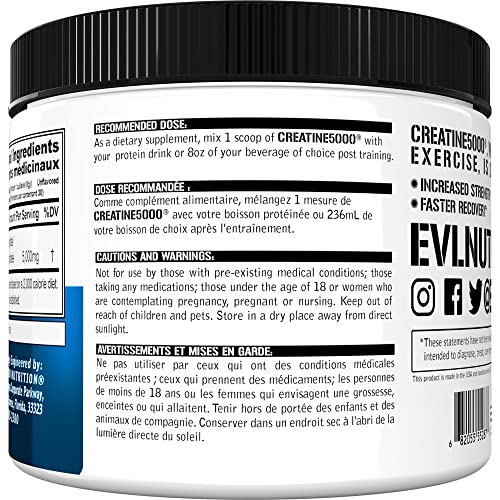 Evlution Nutrition Creatine5000 Unflavored Powder 30 Servings